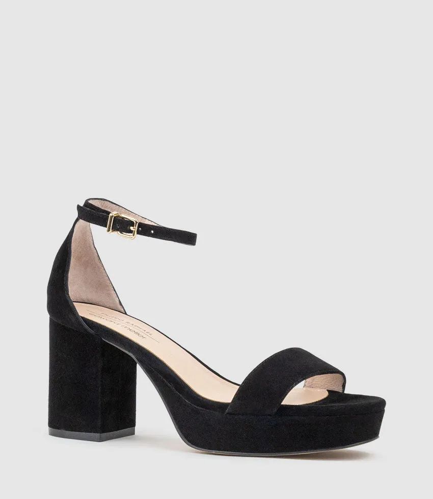 RESDIN80 Single Strap Platform Sandal in Black Suede