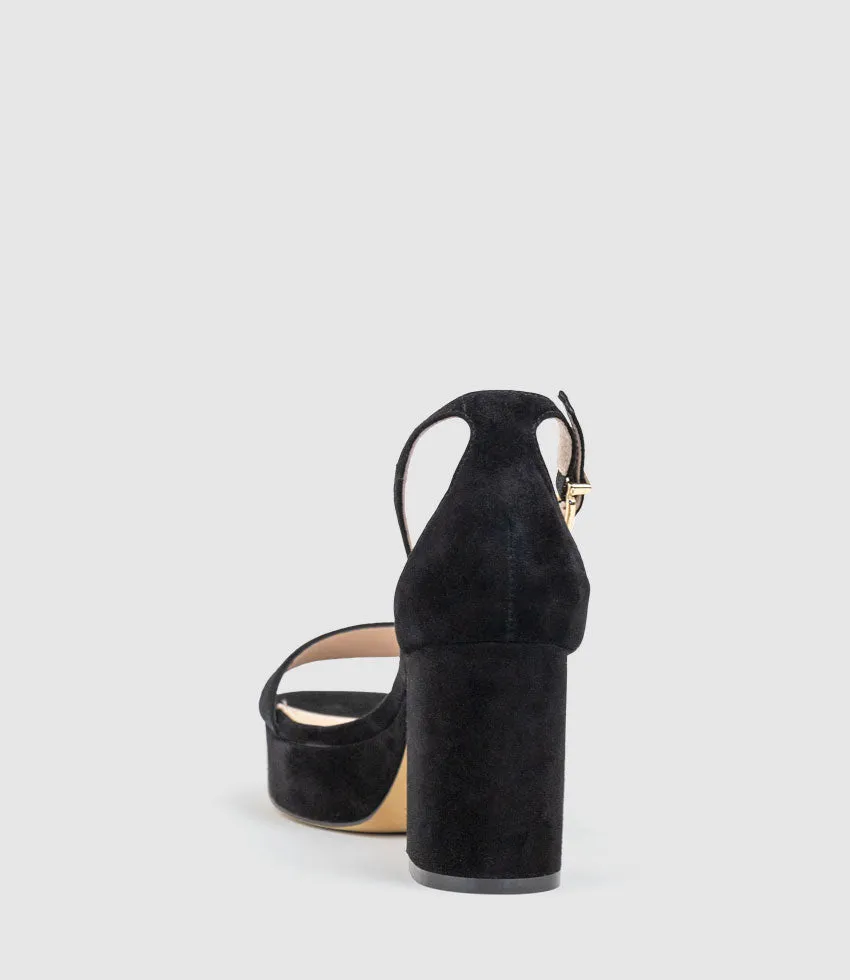 RESDIN80 Single Strap Platform Sandal in Black Suede