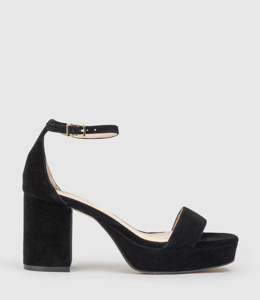 RESDIN80 Single Strap Platform Sandal in Black Suede