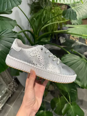 Silver Pierced Slip On Trainers