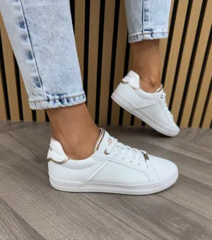 S.Oliver (SS25) Trainer with Rose Gold Detail 23642 - White (S4)
