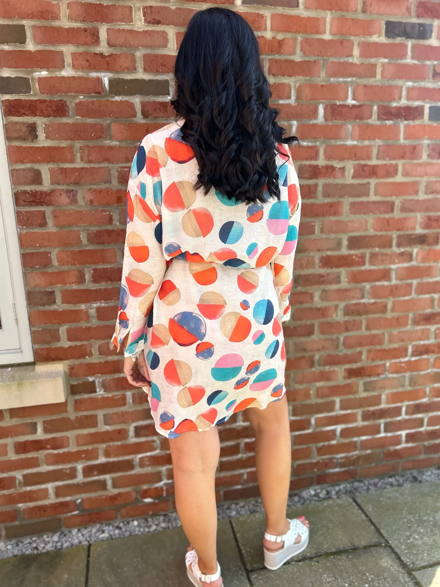 Stone Abstract Circles Shirt Dress Maya