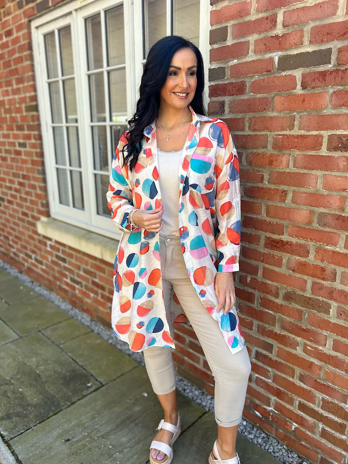 Stone Abstract Circles Shirt Dress Maya