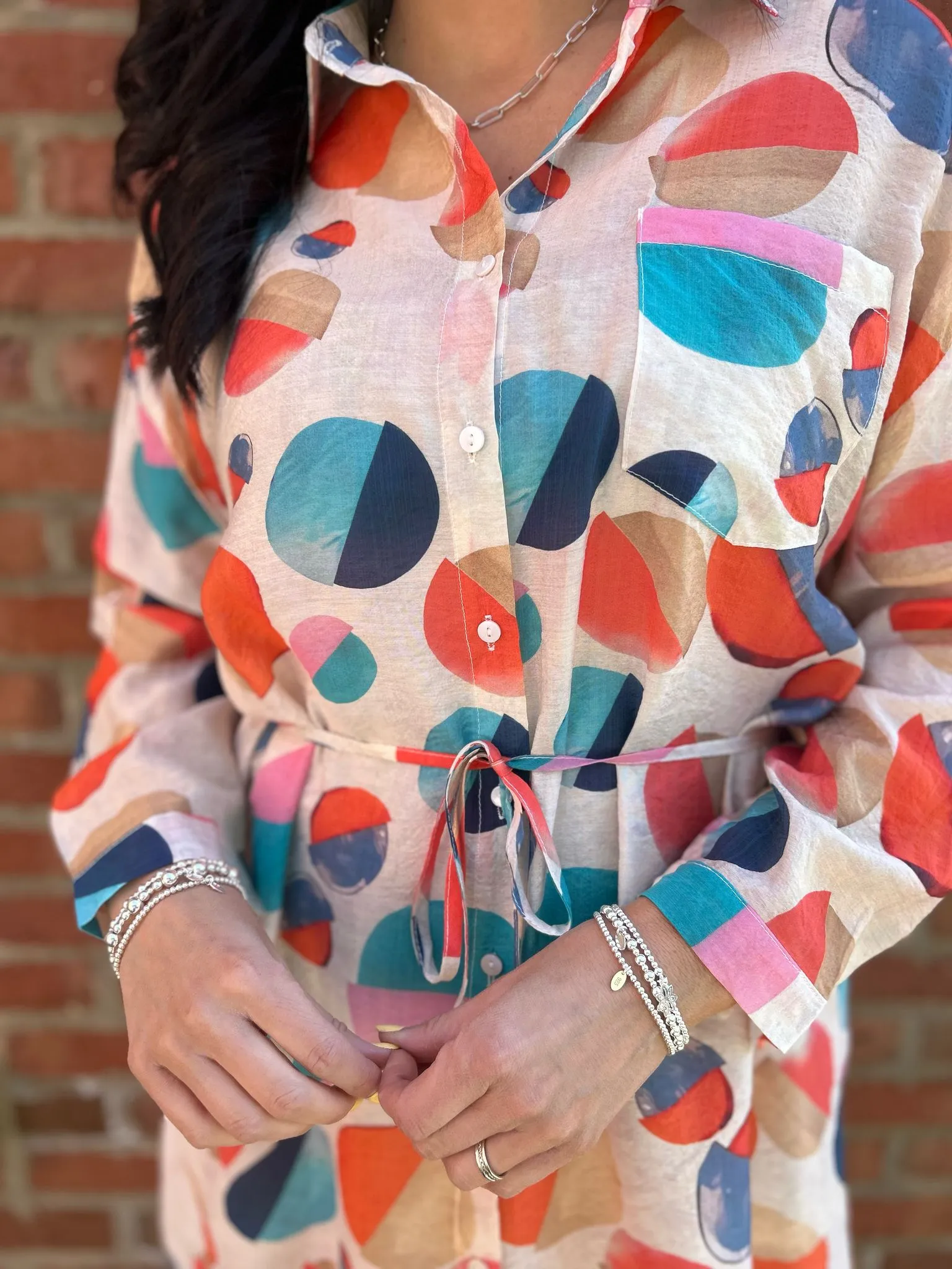 Stone Abstract Circles Shirt Dress Maya