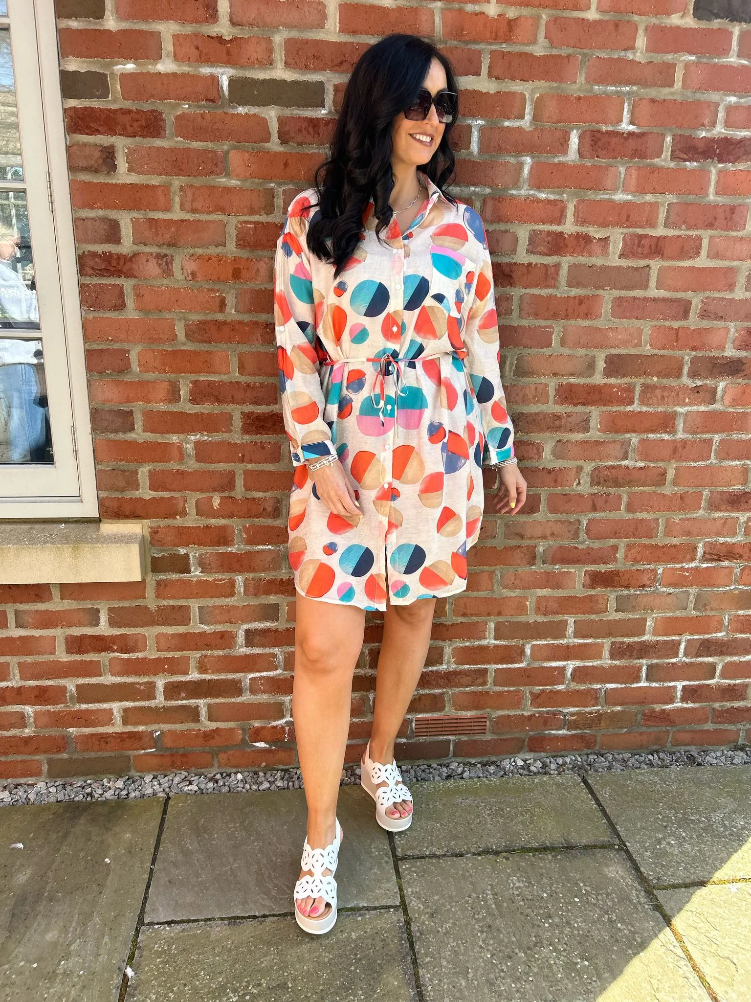 Stone Abstract Circles Shirt Dress Maya