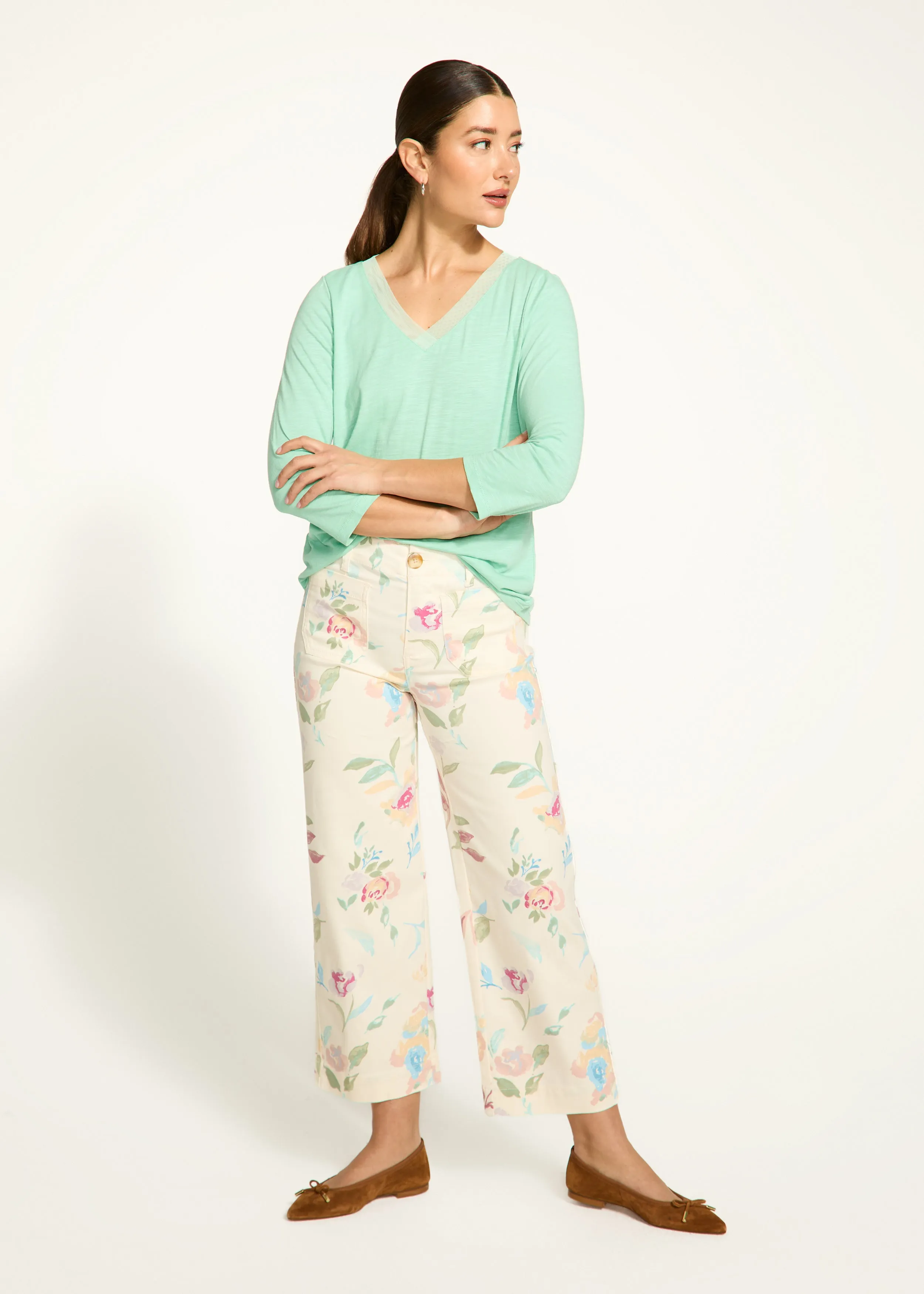 Suzanne Wide Crop Denim, Libby Print