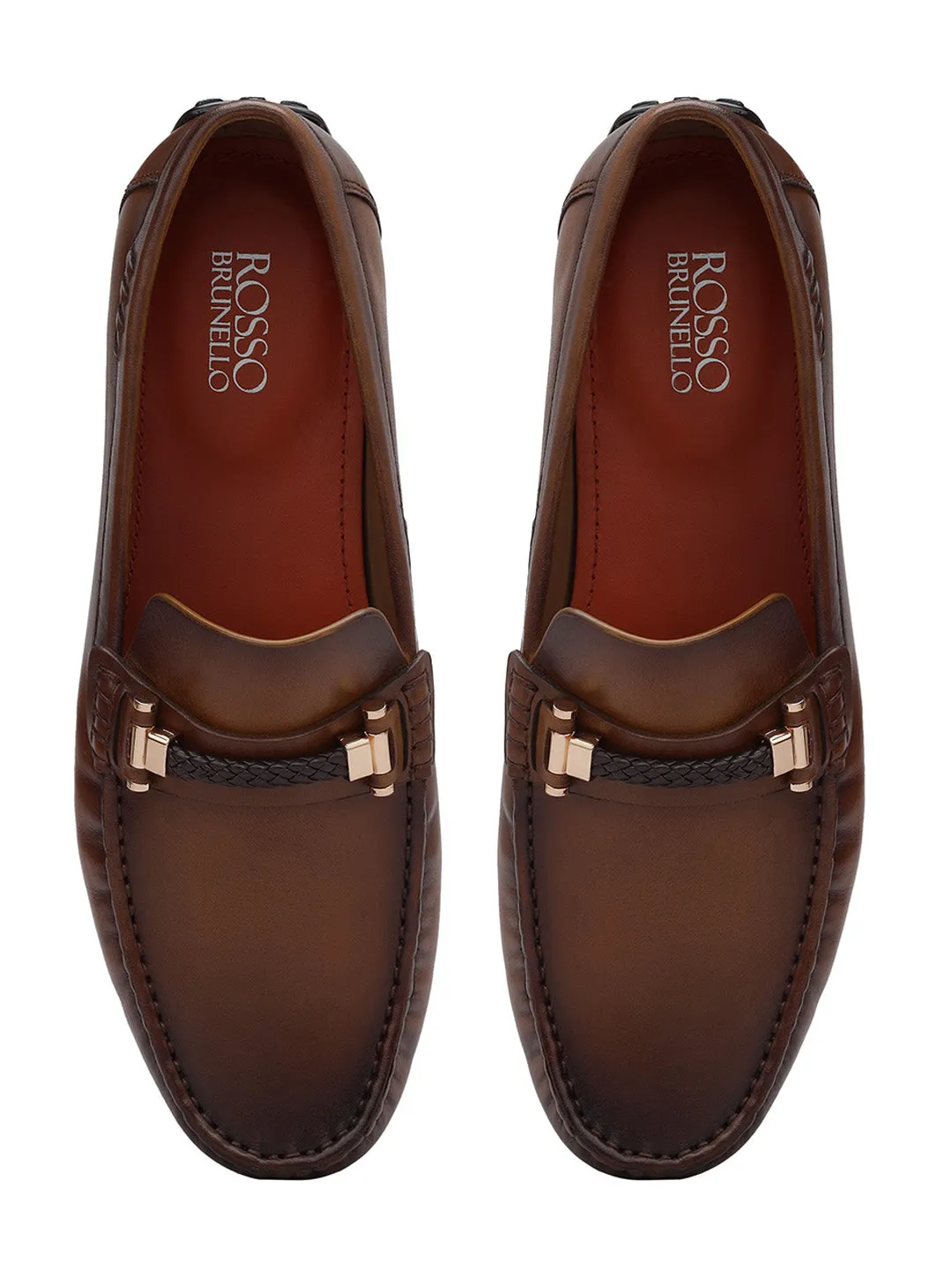 Tan Braided Leather Moccasins