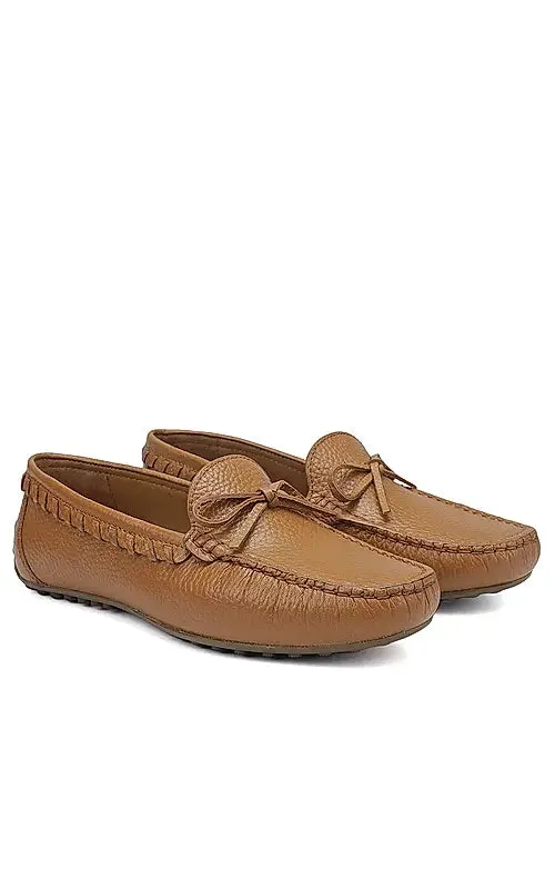 Tan Moccasins With Bow Detail