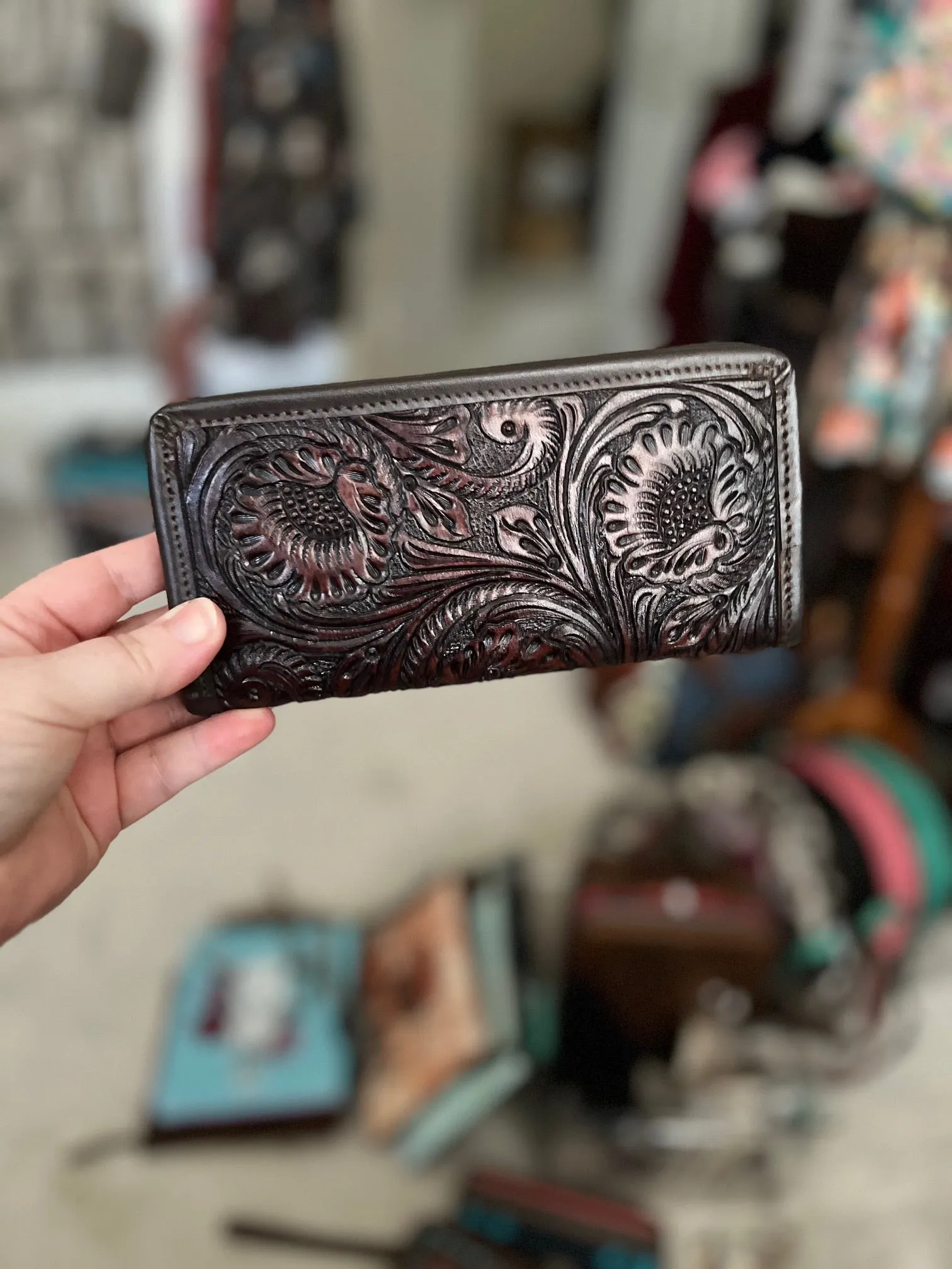 Western Genuine Hand Tooled Leather Wallet