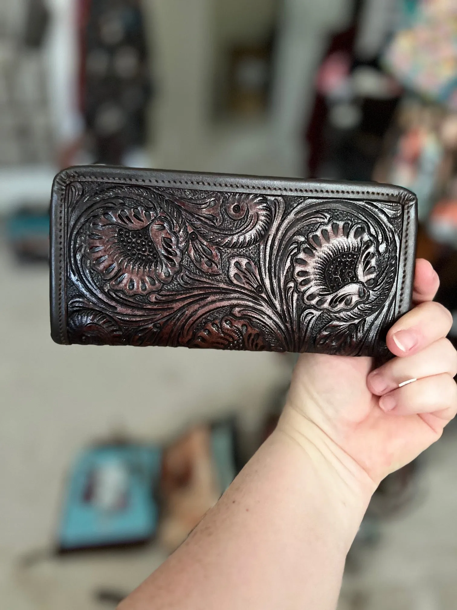Western Genuine Hand Tooled Leather Wallet