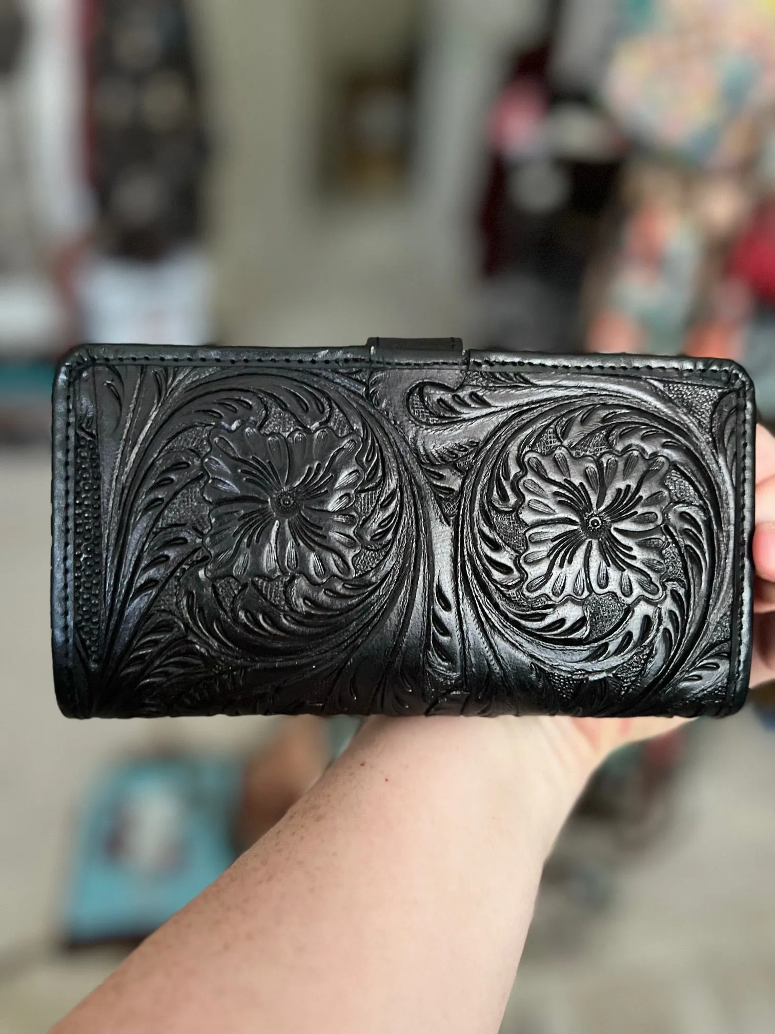 Western Genuine Hand Tooled Leather Wallet